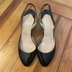 Christian Louboutin black sling back heels